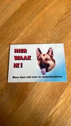 Sticker Herdershond ‘hier waak ik’, Nieuw, Ophalen of Verzenden, Dier en Natuur