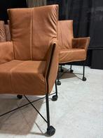 Actie - 6 Montis Chaplin Rancho Cognac Stoelen, Huis en Inrichting, Stoelen, Overige kleuren, Leer, Zo goed als nieuw, Montis bv