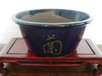 Bonsai pot blauw geglazuurd Japans aardewerk rond zgan, Tuin en Terras, Bloempotten, Verzenden, Rond, Zo goed als nieuw, Aardewerk