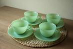 Vintage Jade groene tassen + schotels Fire King USA, Ophalen of Verzenden