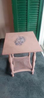 Supercute dit bijzettafeltje met webbing  53x46 restyle, Minder dan 55 cm, Rond, Ophalen of Verzenden, Zo goed als nieuw