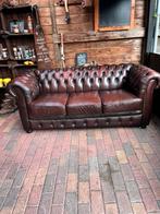 Chesterfield 3 zis en een chesterfield fauteuil, Huis en Inrichting, Fauteuils, Ophalen of Verzenden, 100 tot 125 cm, Leer, 75 tot 100 cm