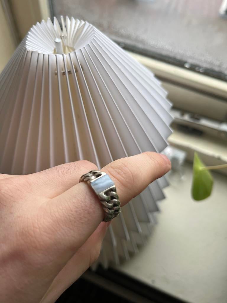 Zilveren Buddha to Buddha ring. Maat 18, Ophalen, 18 tot 19, Zo goed als nieuw, Dame of Heer