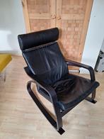 Schommelstoel ikea poang zwart leer, Huis en Inrichting, Stoelen, Ophalen, Gebruikt, Zwart, Hout