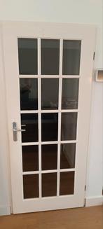 Houten binnendeur met glas, 201,5x83,5 cm, rechts, Doe-het-zelf en Verbouw, Deuren en Horren, Ophalen, Gebruikt, Binnendeur, Glas