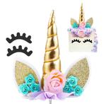 Eenhoorn taarttopper goud, Versiering, Info@Happyhappenings.nl, Nijverheidsweg-noord 77, Zo goed als nieuw