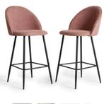 2 Roze Bouclé Barkrukken (nieuw), Huis en Inrichting, Barkrukken, Ophalen, Met voetsteun, 60 tot 90 cm, Nieuw