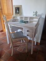 Oud romantisch Frans klein bureautje, tafeltje met stoel, Gebruikt, Ophalen