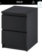 2x Ikea Malm nachtkastjes Zwart, Ophalen, 1 of 2 laden, 50 tot 100 cm, Zo goed als nieuw