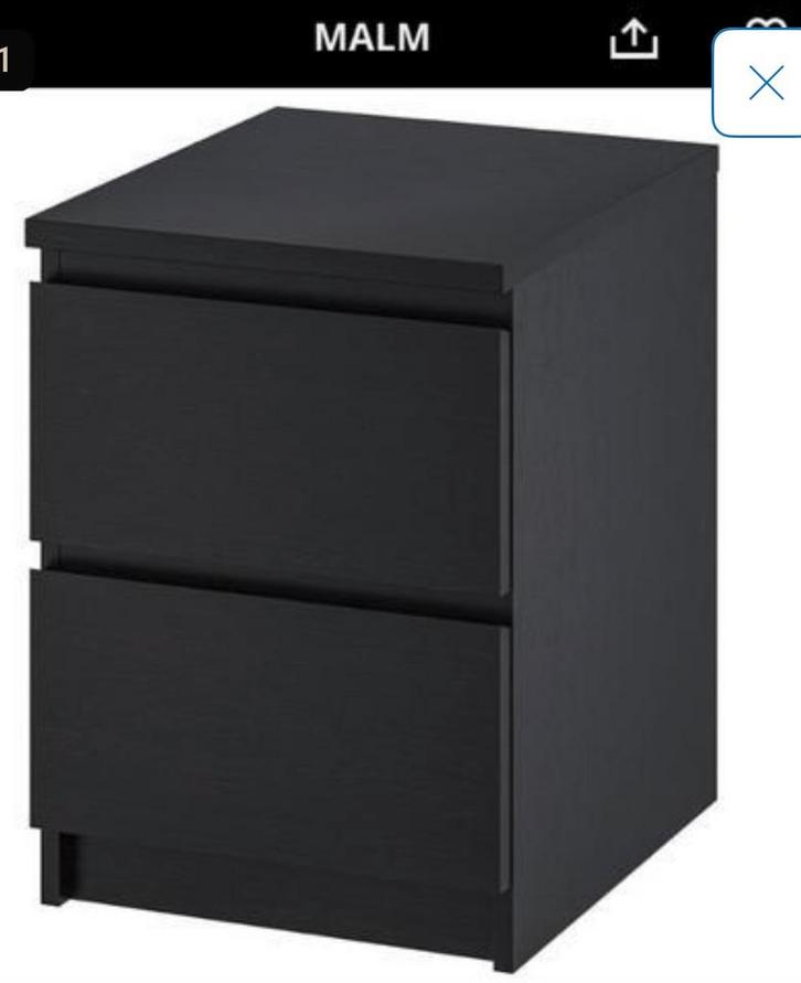 2x Ikea Malm nachtkastjes Zwart, Huis en Inrichting, Kasten | Ladekasten, Zo goed als nieuw, Minder dan 100 cm, 50 tot 100 cm