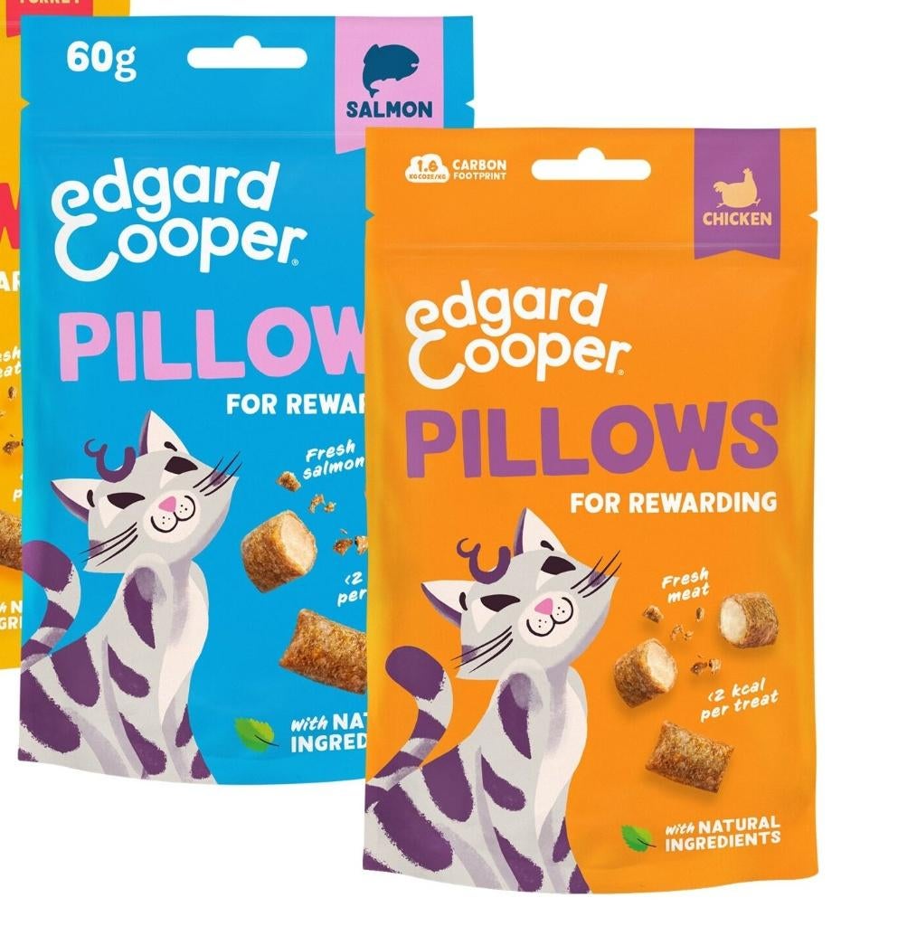 Edgard Cooper Pillows kattensnoepjes 8 zakjes x 60 gr €12,50, Ophalen of Verzenden, Kat