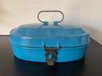 Frans blauw emaille lunch - trommeltje, Ophalen of Verzenden