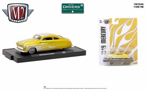 1949 Mercury Custom van M2 1/64 gold met vlammen, Hobby en Vrije tijd, Modelauto's | Overige schalen, Nieuw, Auto, Ophalen of Verzenden