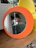 Vintage IKEA Horten spiegel 60cm oranje blauw retro, Gebruikt, Rond, Ophalen of Verzenden, Minder dan 100 cm