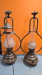 2 antieke koperen Hanglampen, olielampen, Antiek en Kunst, Antiek | Lampen, Ophalen