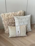 Sierkussens brons set van 3, Huis en Inrichting, Woonaccessoires | Kussens, Ophalen of Verzenden, Zo goed als nieuw, Vierkant