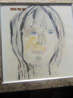 Leuk Impress Meisjes Portretje in Aquarel Met Blauwe ogen, Ophalen of Verzenden, Minder dan 50 cm, Schilderij, Minder dan 50 cm