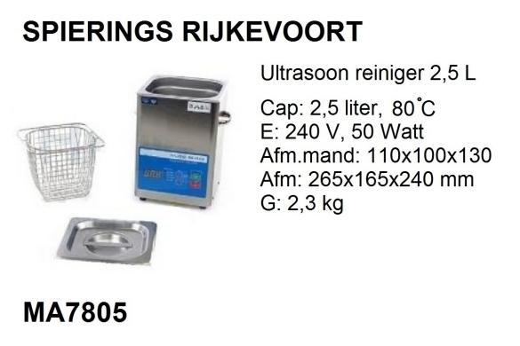 Ultrasoon reiniger ultrasonic cleaner 2,5 Liter Spierings, Doe-het-zelf en Verbouw, Reinigingsmachines, Nieuw, Overige typen, Ophalen of Verzenden