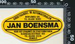 Sticker: Jan Boensma - Groothandel in automaterialen - Henge, Ophalen of Verzenden, Zo goed als nieuw, Bedrijf of Vereniging