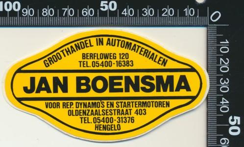 Sticker: Jan Boensma - Groothandel in automaterialen - Henge, Verzamelen, Stickers, Zo goed als nieuw, Bedrijf of Vereniging, Ophalen of Verzenden