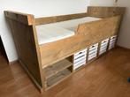 Steigerhouten Bed 90x200 - Eenpersoons, Gebruikt, 90 cm, Eenpersoons, Bruin