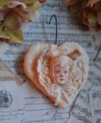 Prachtige unieke brocante wattenpop Hartjes konijn Pasen, Diversen, Pasen, Ophalen of Verzenden