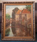 Groot schilderij van de varkensbrug, Oudewater., Antiek en Kunst, Kunst | Schilderijen | Klassiek, Ophalen of Verzenden