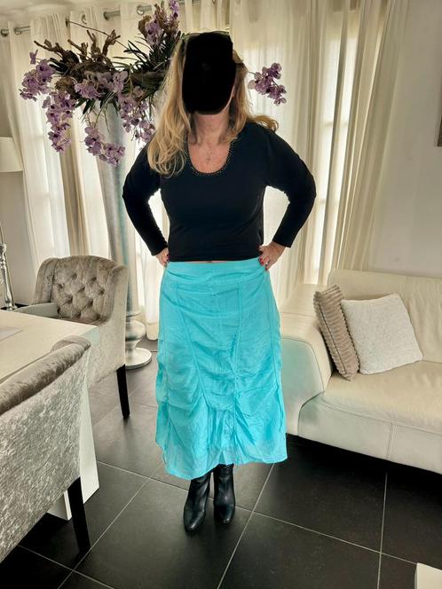 Blauwe turquoise zomer rok lange rok Bandolera 42 XL ZGAN!, Kleding | Dames, Rokken, Zo goed als nieuw, Maat 42/44 (L), Blauw