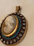 Antiek gouden camee pareltjes turquaas 585, Sieraden, Tassen en Uiterlijk, Antieke sieraden, Verzenden, Goud