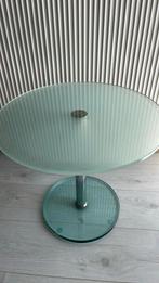 Salontafel bijzettafel sidetable glas metaal Metaform, Ophalen, Minder dan 55 cm, Rond, Glas