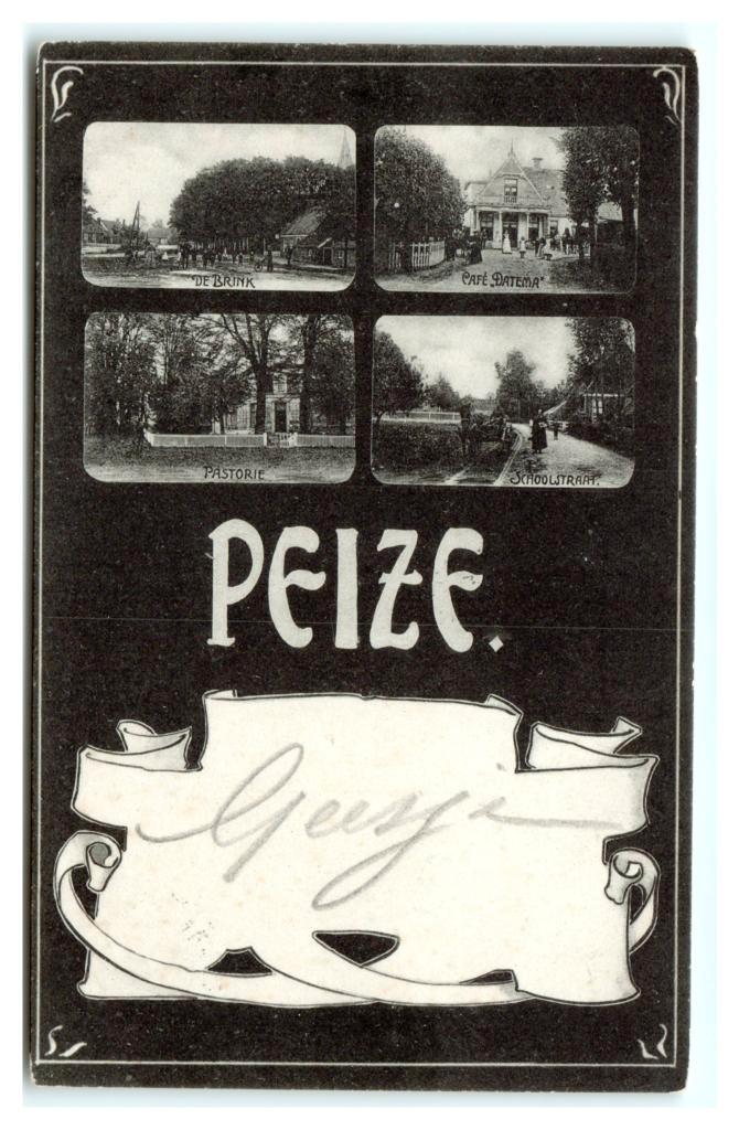 Peize. (Jugendstil), Verzamelen, Ansichtkaarten | Nederland, Gelopen, Drenthe, Voor 1920, Verzenden
