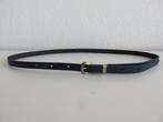 Vintage smalle donkerblauwe riem ceintuurtje goudkleur gesp, Minder dan 3 cm, Tailleriem, Ophalen of Verzenden, Zo goed als nieuw