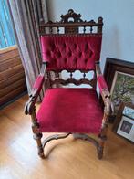 Antieke Kasteelstoel met Rode Bekleding, Antiek en Kunst, Antiek | Meubels | Stoelen en Banken, Ophalen