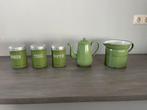 Vintage groene emaille keuken set, Ophalen of Verzenden