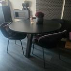 WOOOD Zwarte Eettafel Rond - Eiken Ø129cm, Ophalen, Zo goed als nieuw, Modern, Vier personen