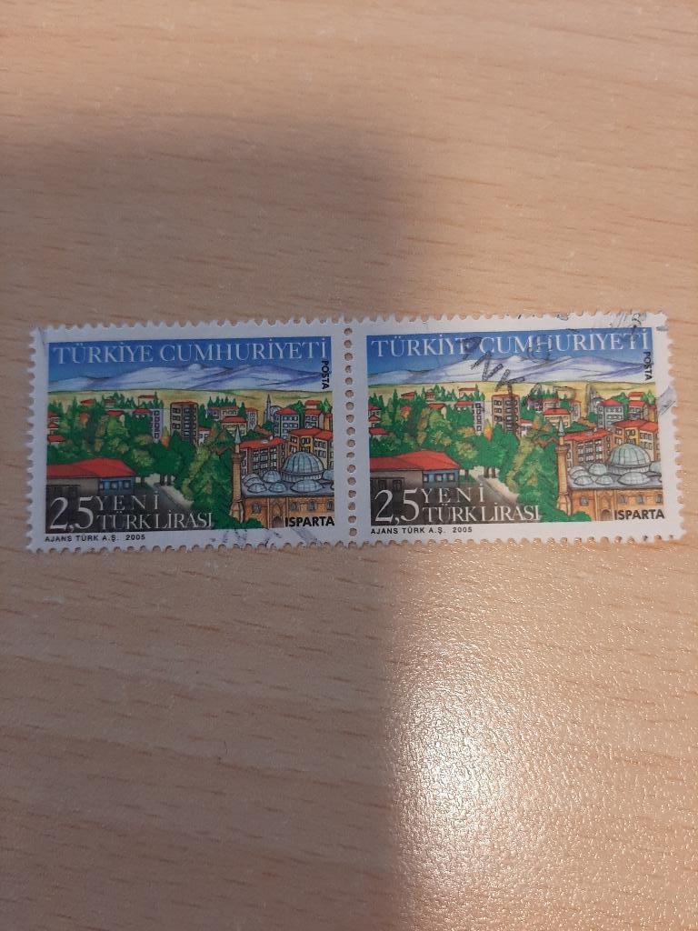 2005 Turkije paar van 2st, Verzenden, Overige landen, Gestempeld