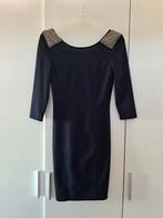 Donkerblauwe jurk, driekwart mouw, XS, Kleding | Dames, Jurken, Gedragen, Maat 34 (XS) of kleiner, Blauw, Knielengte