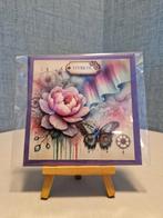 Kaartje sterkte/condoleance roze bloem en blauwe vlinder, Ophalen of Verzenden, Nieuw