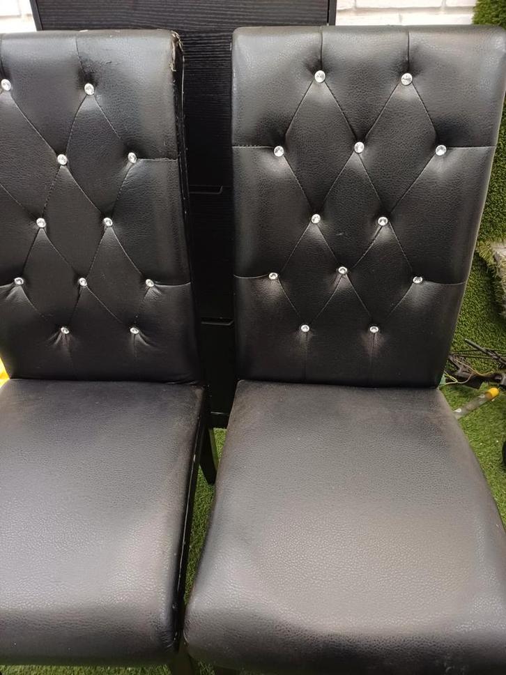 4 Eetkamerstoelen met Swarovski - Beschadigd, Huis en Inrichting, Stoelen, Ophalen of Verzenden