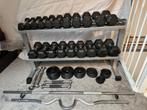 Hexa dumbells set 1 t/m 10 kg inclusief rek en meer!, Ophalen, Zo goed als nieuw, Benen, Dumbbell