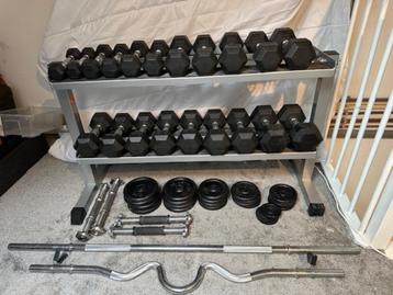 Hexa dumbells set 1 t/m 10 kg inclusief rek en meer! beschikbaar voor biedingen
