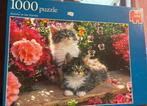 Puzzel 1000 stukjes - Kittens in the Garden, Ophalen of Verzenden, 500 t/m 1500 stukjes, Zo goed als nieuw, Legpuzzel