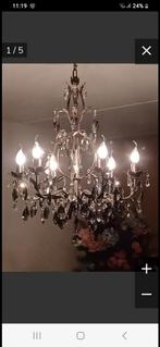 Grote kroonluchter van metaal, Huis en Inrichting, Lampen | Kroonluchters, Ophalen, Gebruikt, Glas