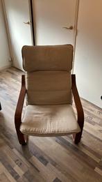 Ikea Poäng fauteuil bruin met ecru kussen, Ophalen, Gebruikt, Minder dan 75 cm, 50 tot 75 cm