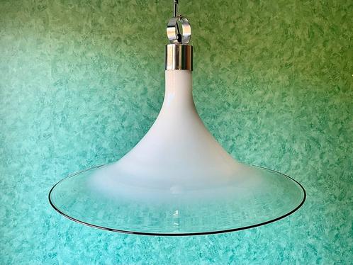 Vintage 70’s Cosack Leuchten Hanglamp. Murano Tulpkap Ø 52CM, Huis en Inrichting, Lampen | Plafondlampen, Gebruikt, Glas, Metaal
