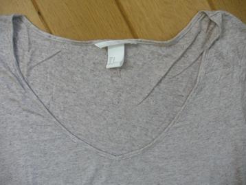 H&M t- shirt beige mêlee met linnen maat M - nieuw - beschikbaar voor biedingen