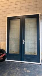 Hardhouten deurstel met kozijn terrasdeuren tuindeuren pui, Doe-het-zelf en Verbouw, Ophalen, Gebruikt, Deurkozijn, 150 tot 225 cm