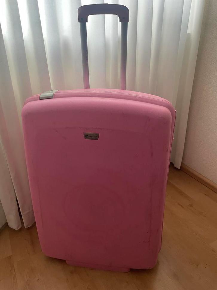 Roze Carlton Koffer met Wieltjes - Gebruikt, Sieraden, Tassen en Uiterlijk, Koffers, Gebruikt, Hard kunststof, 60 tot 70 cm, 45 tot 55 cm