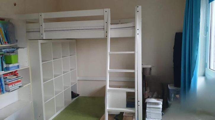Hoogslaper IKEA Stora wit (20 cm ingekort), Huis en Inrichting, Slaapkamer | Stapelbedden en Hoogslapers, Gebruikt, Hoogslaper