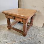 Massief eikenhouten bijzettafel met lade, Minder dan 55 cm, Gebruikt, Rechthoekig, Ophalen